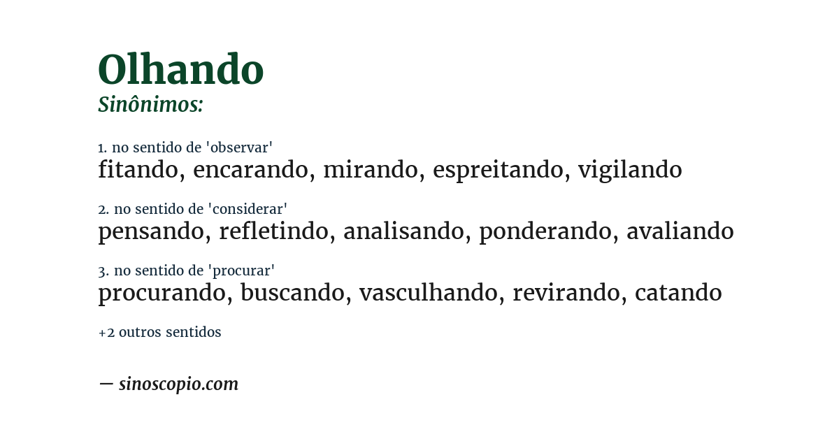 Sinônimo de olhando