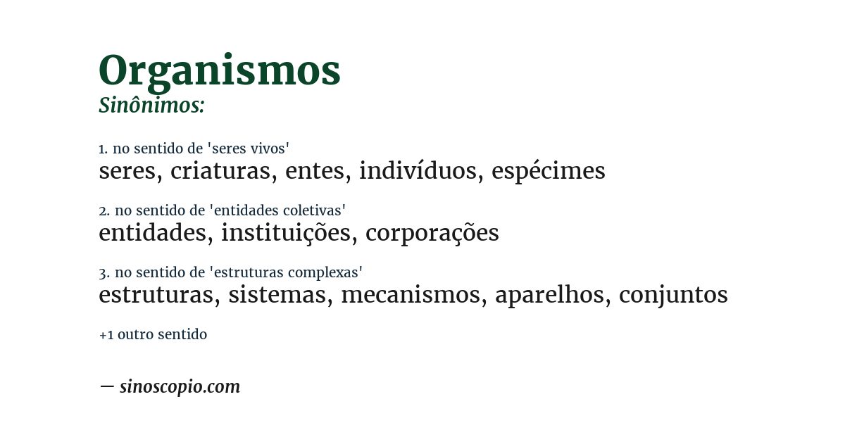 Sinônimo de organismos