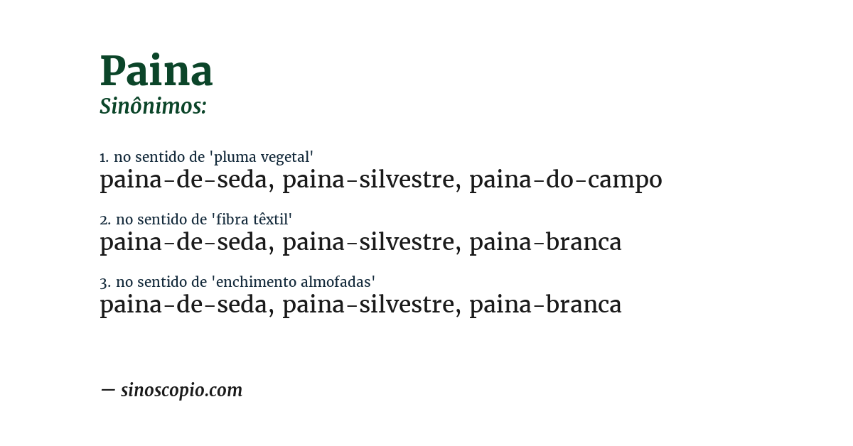 Sinônimo de paina