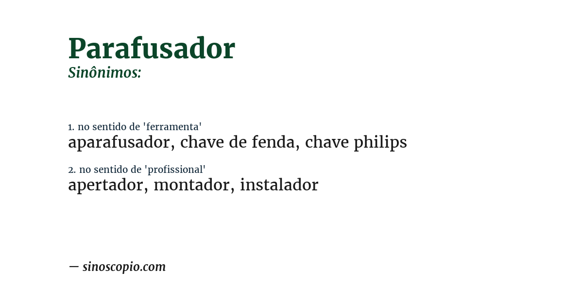 Sinônimo de parafusador