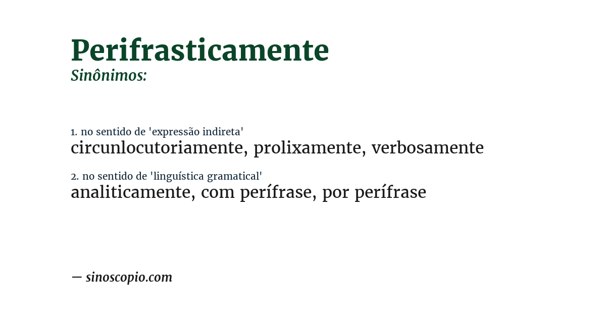 Sinônimo de perifrasticamente