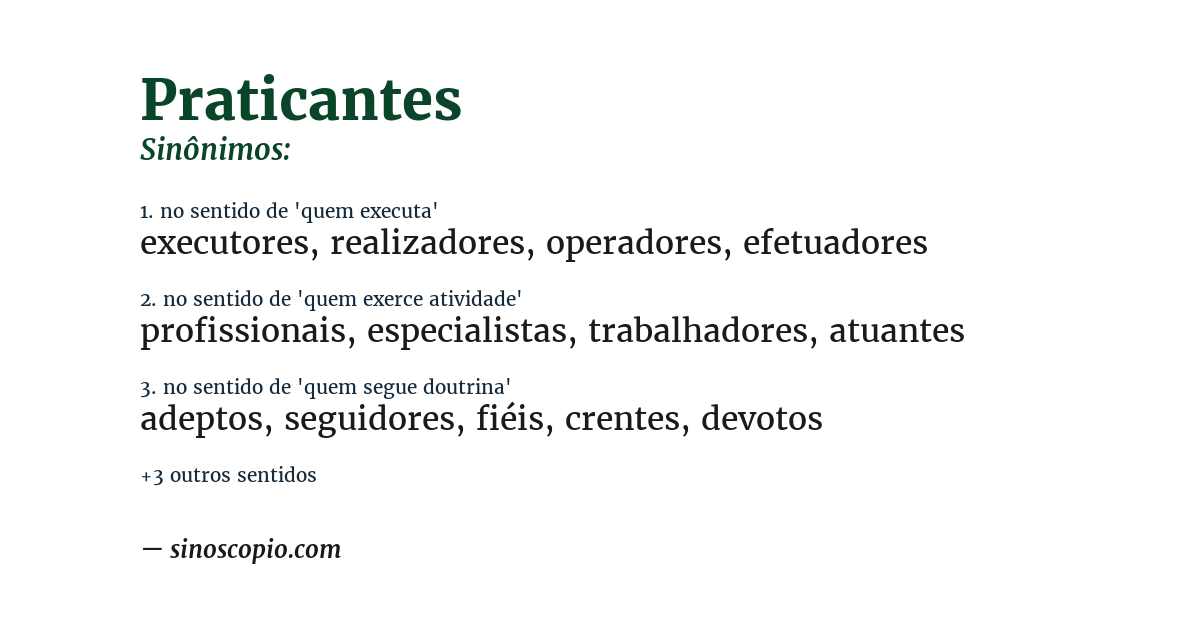 Sinônimo de praticantes