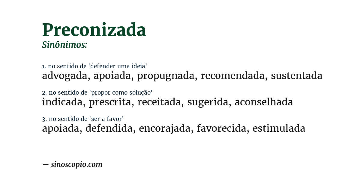 Sinônimo de preconizada