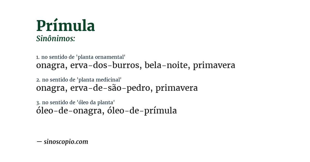 Sinônimo de prímula