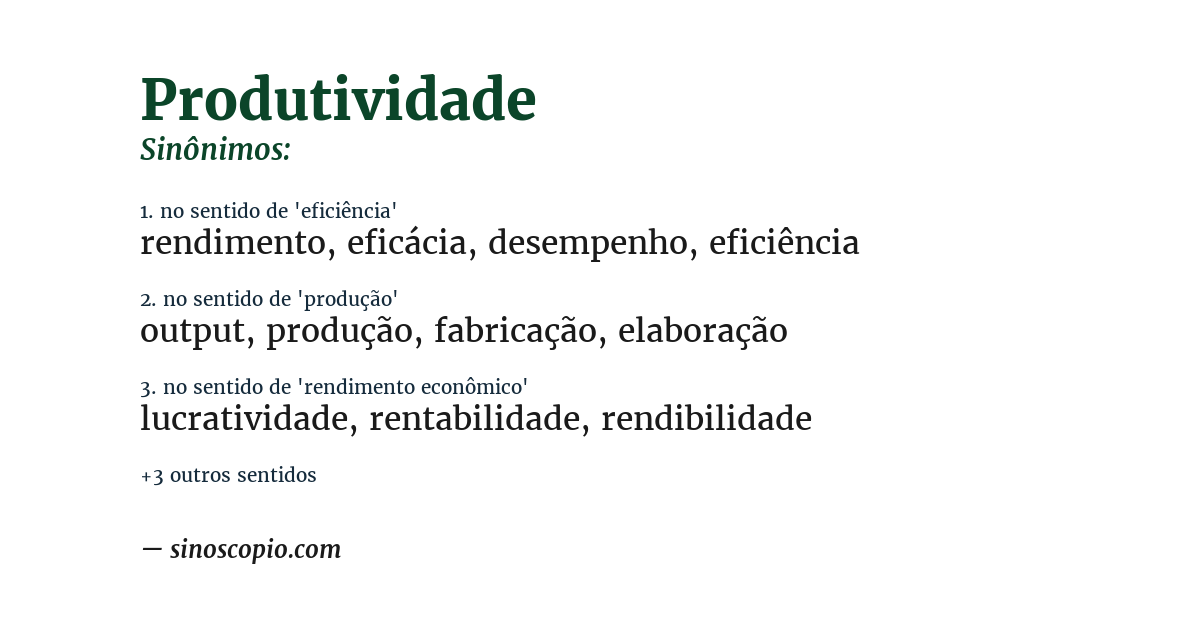 Sinônimo de produtividade