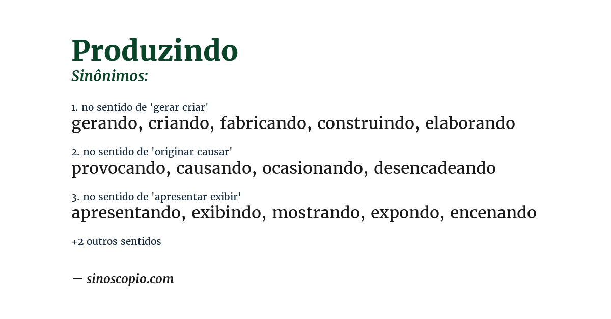 Sinônimo de produzindo