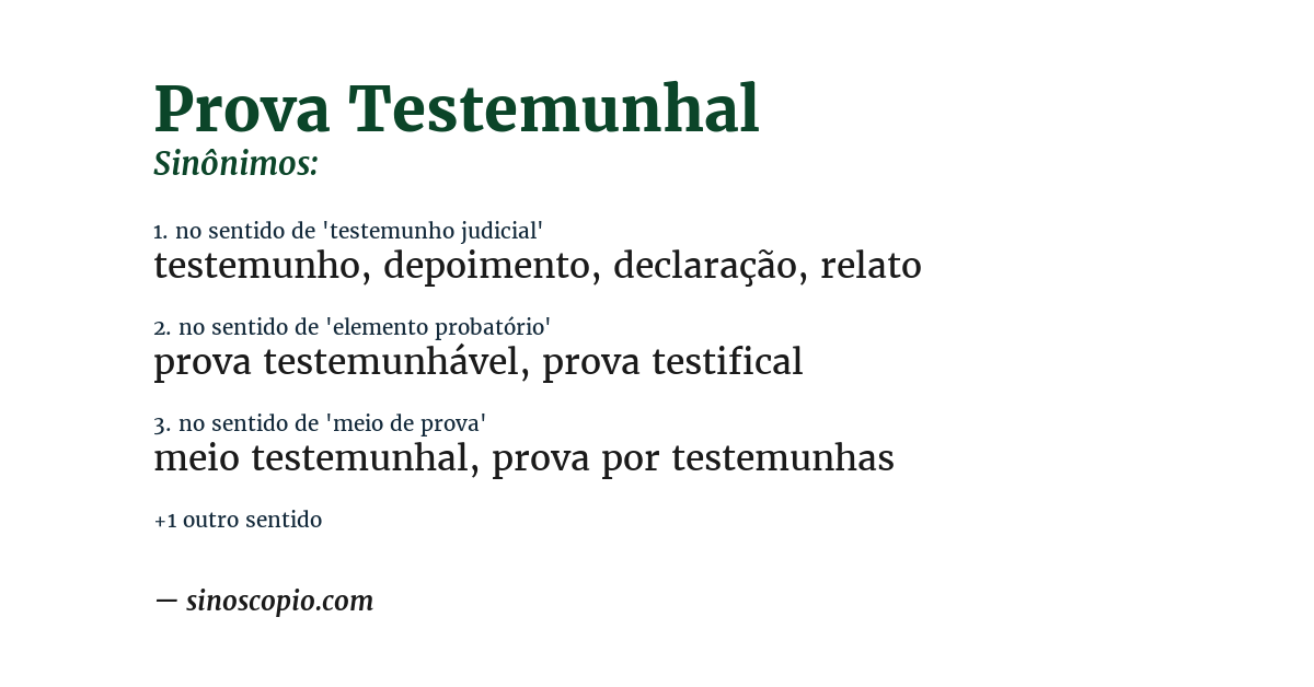 Sinônimo de prova testemunhal