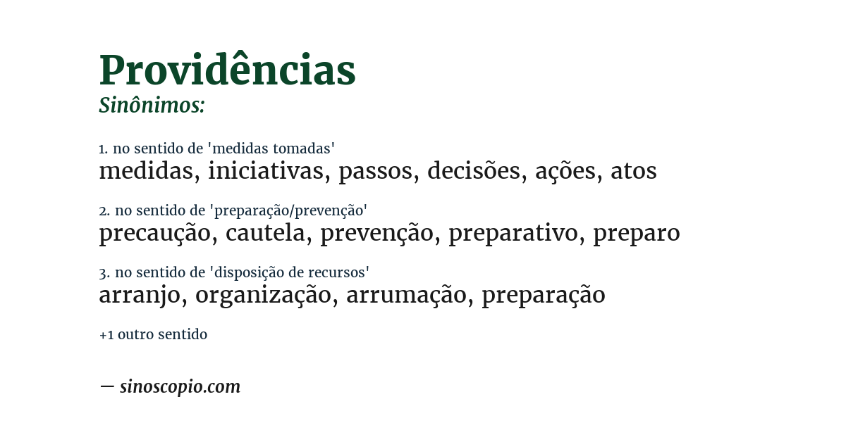 Sinônimo de providências