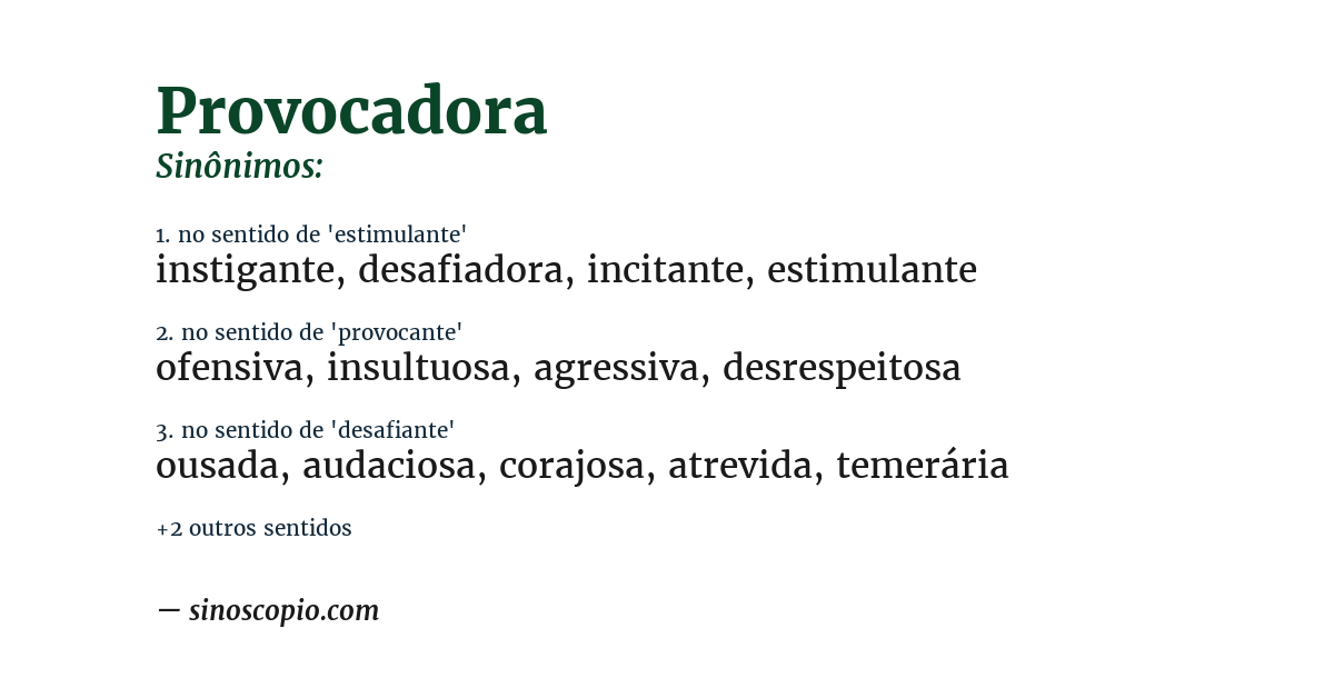 Sinônimo de provocadora