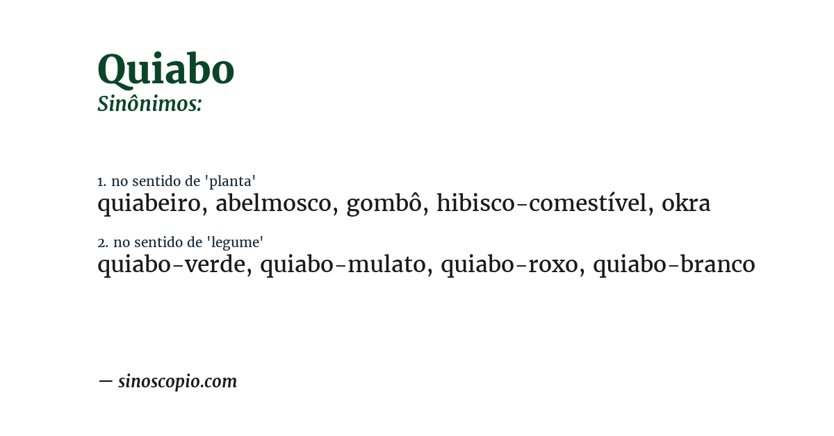 Sinônimo de quiabo
