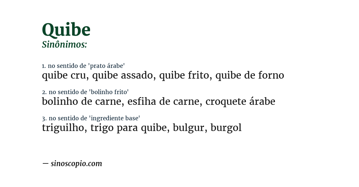 Sinônimo de quibe