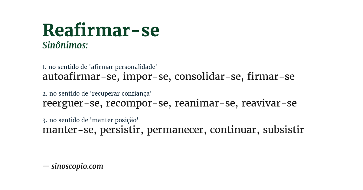 Sinônimo de reafirmar-se