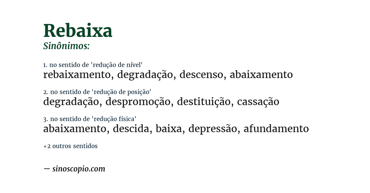Sinônimo de rebaixa