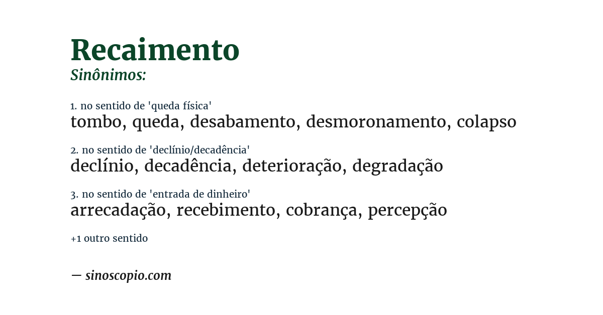 Sinônimo de recaimento