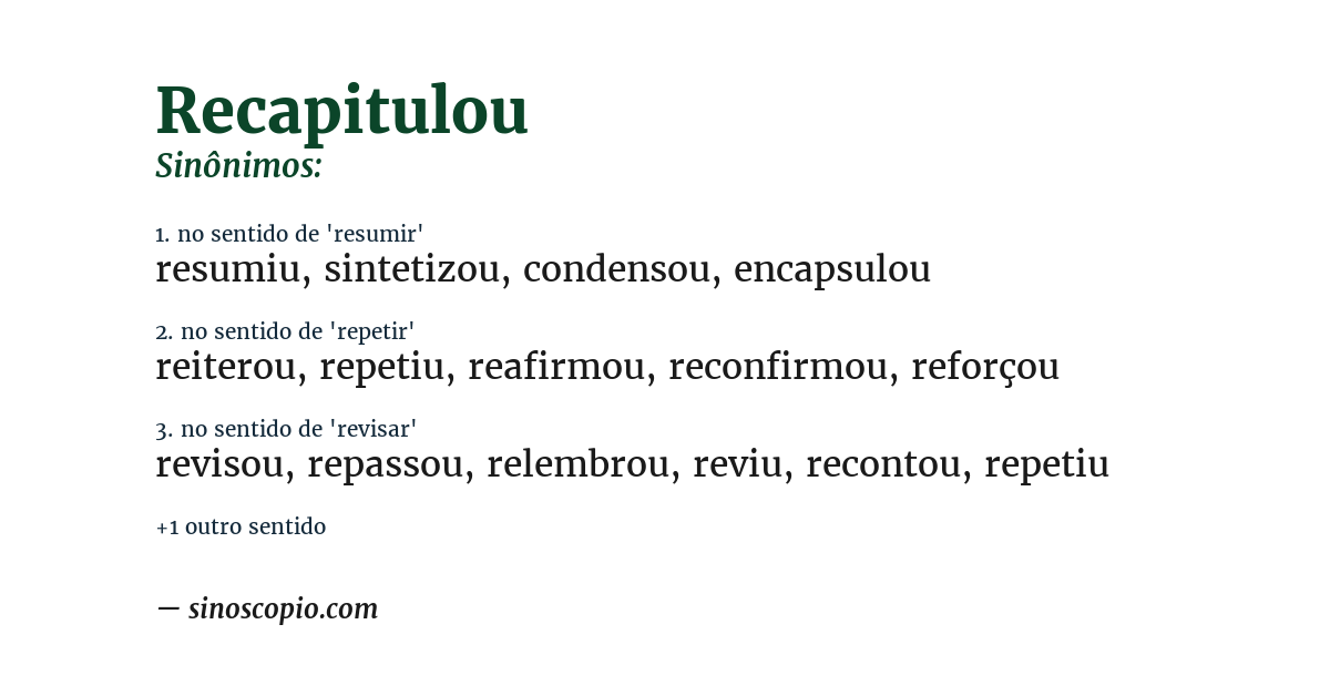 Sinônimo de recapitulou