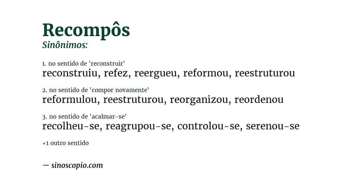 Sinônimo de recompôs