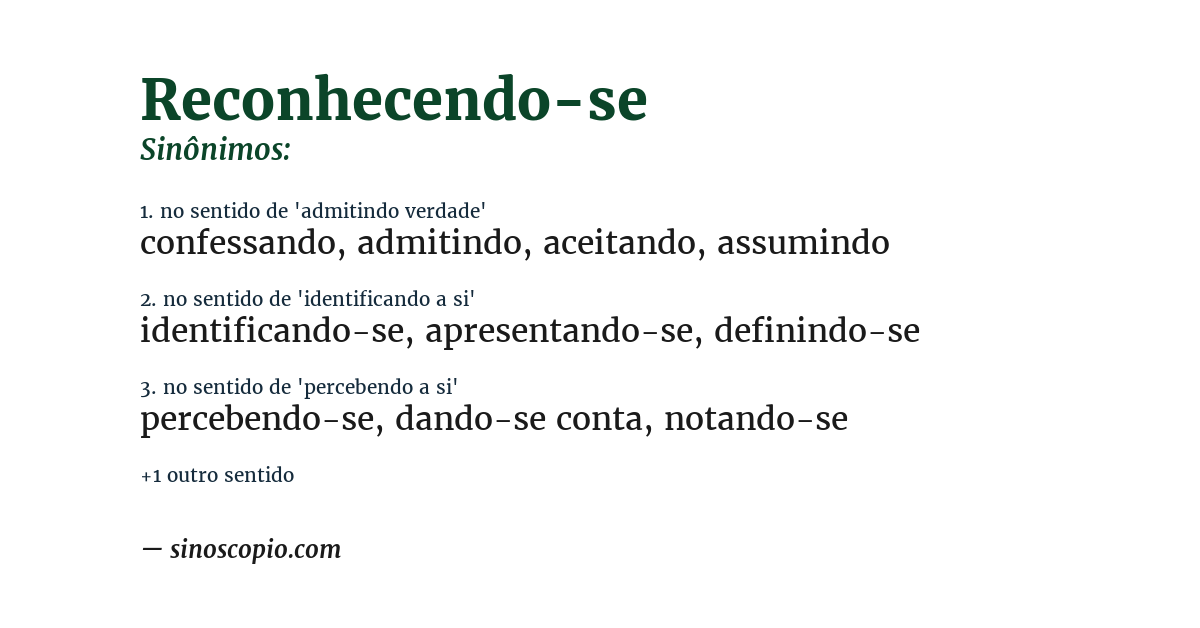 Sinônimo de reconhecendo-se