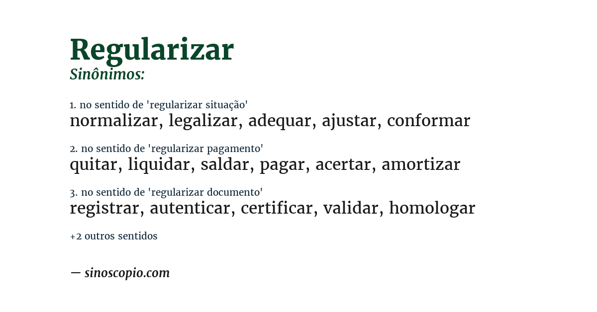 Sinônimo de regularizar