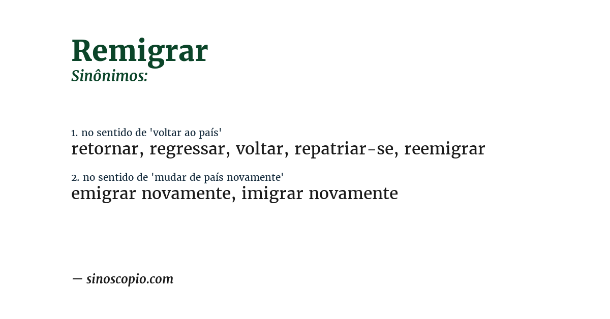 Sinônimo de remigrar