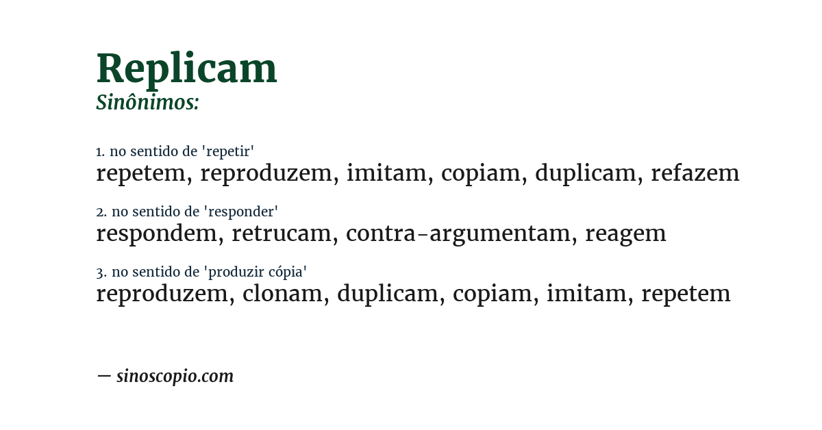 Sinônimo de replicam