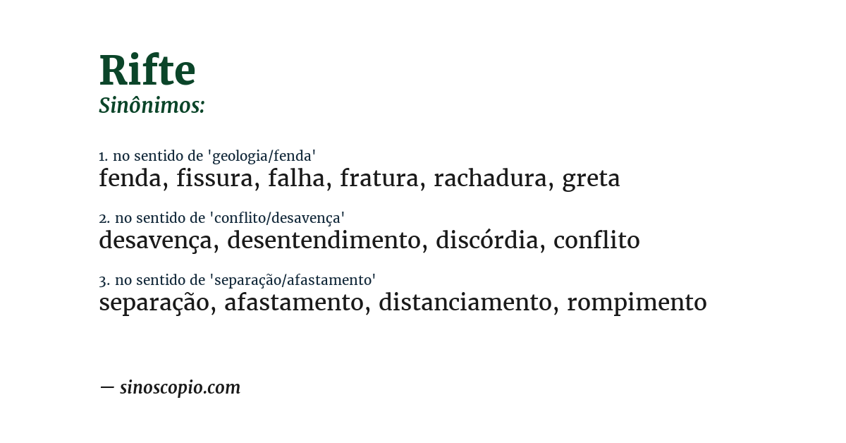 Sinônimo de rifte