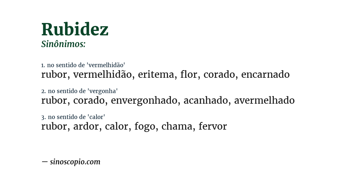 Sinônimo de rubidez