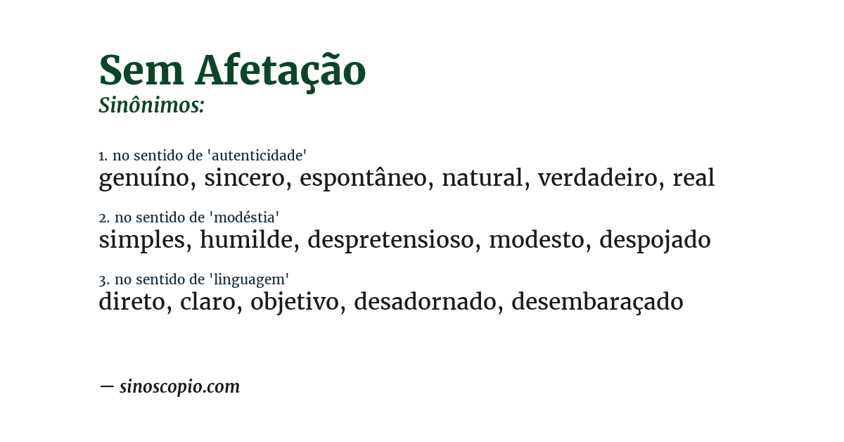 Sinônimo de sem afetação