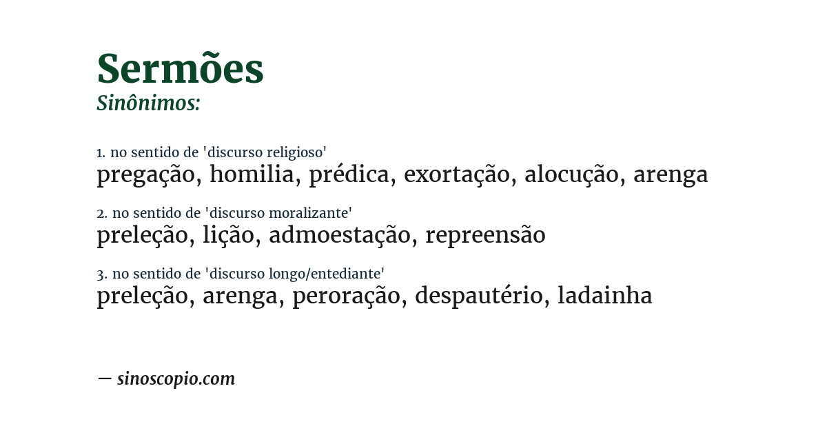 Sinônimo de sermões
