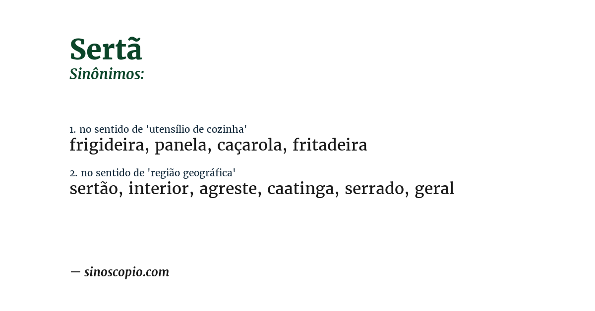 Sinônimo de sertã