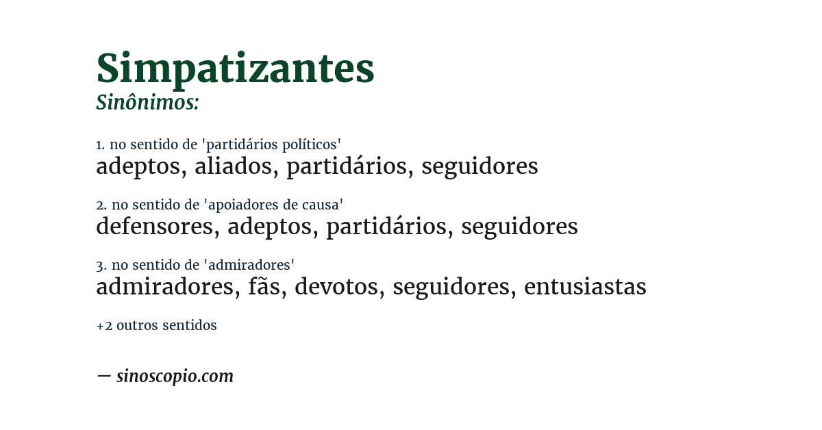 Sinônimo de simpatizantes