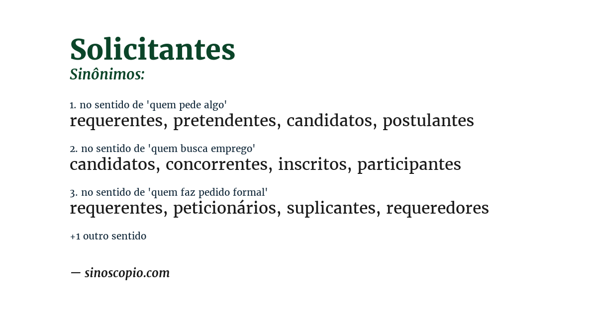 Sinônimo de solicitantes