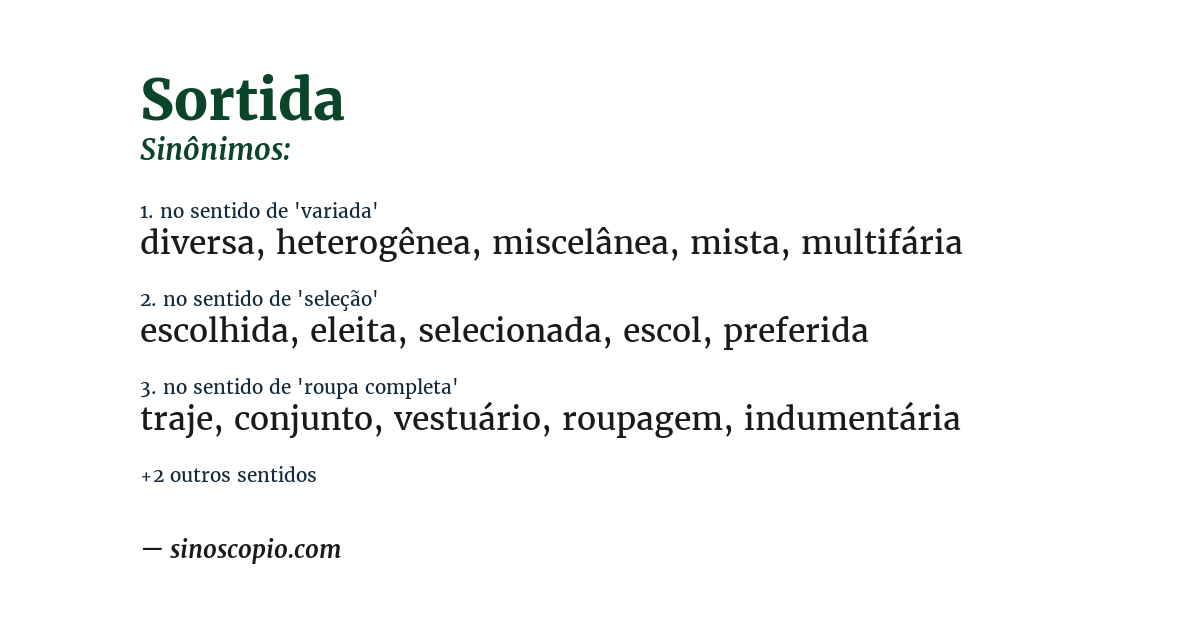 Sinônimo de sortida