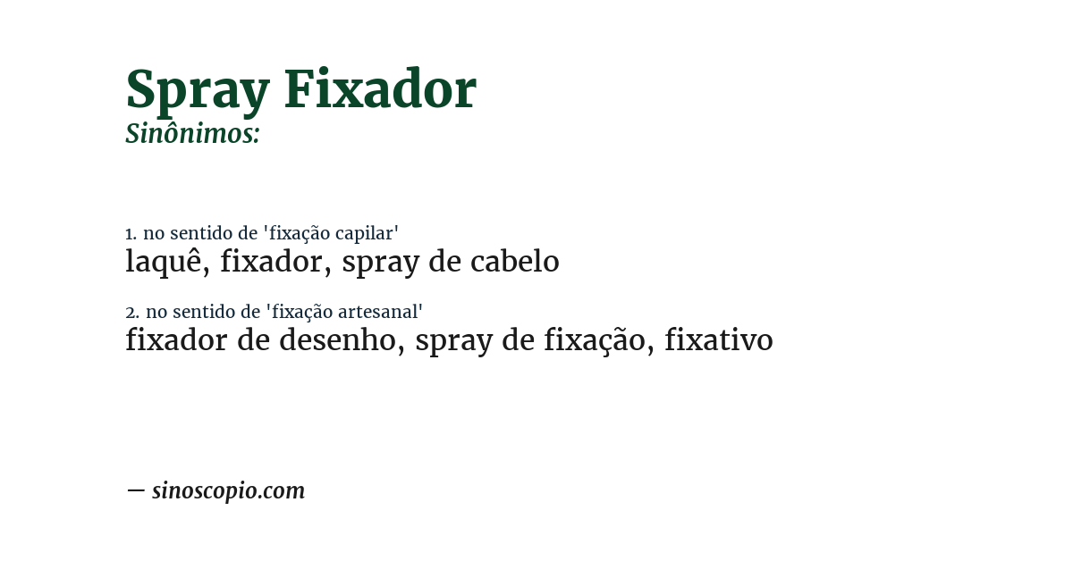 Sinônimo de spray fixador