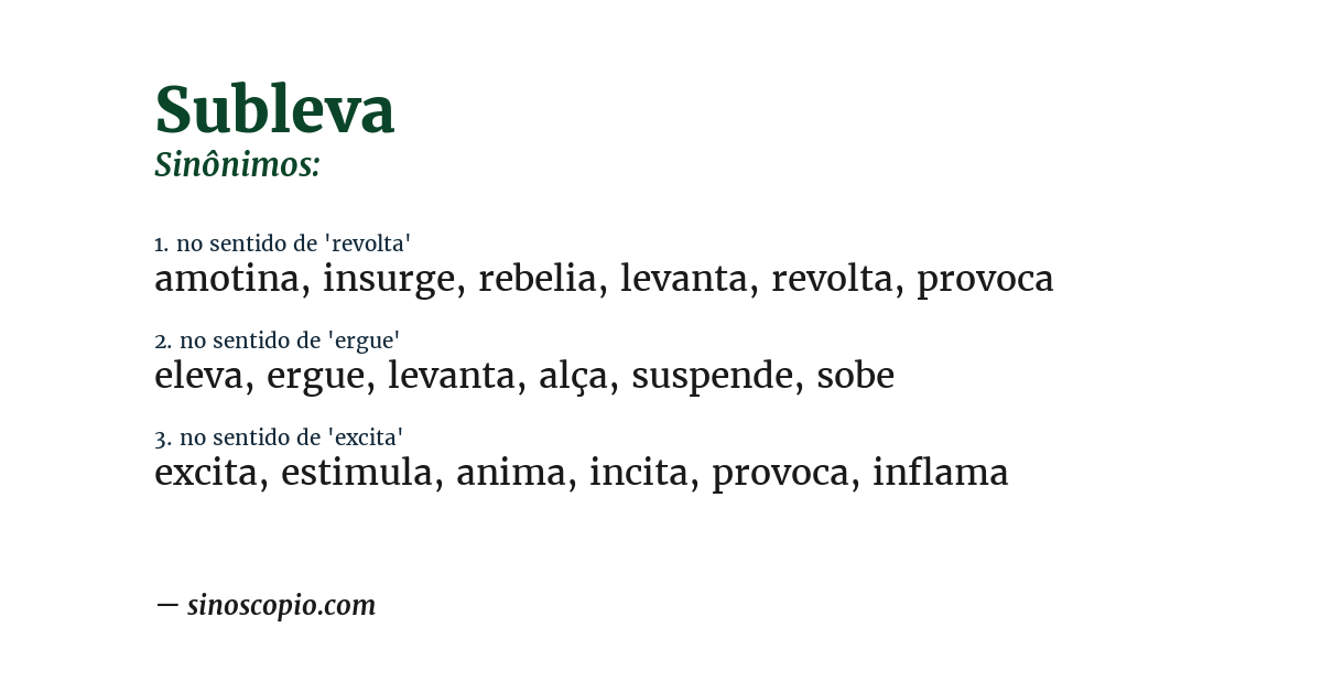 Sinônimo de subleva