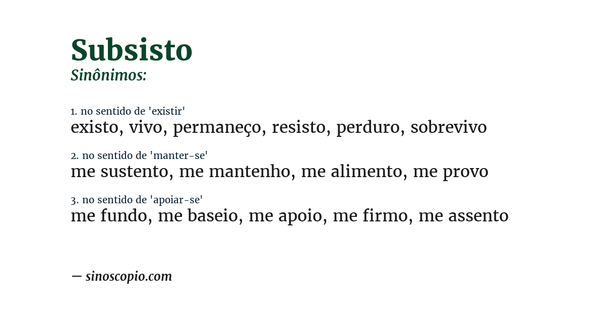 Sinônimo de subsisto