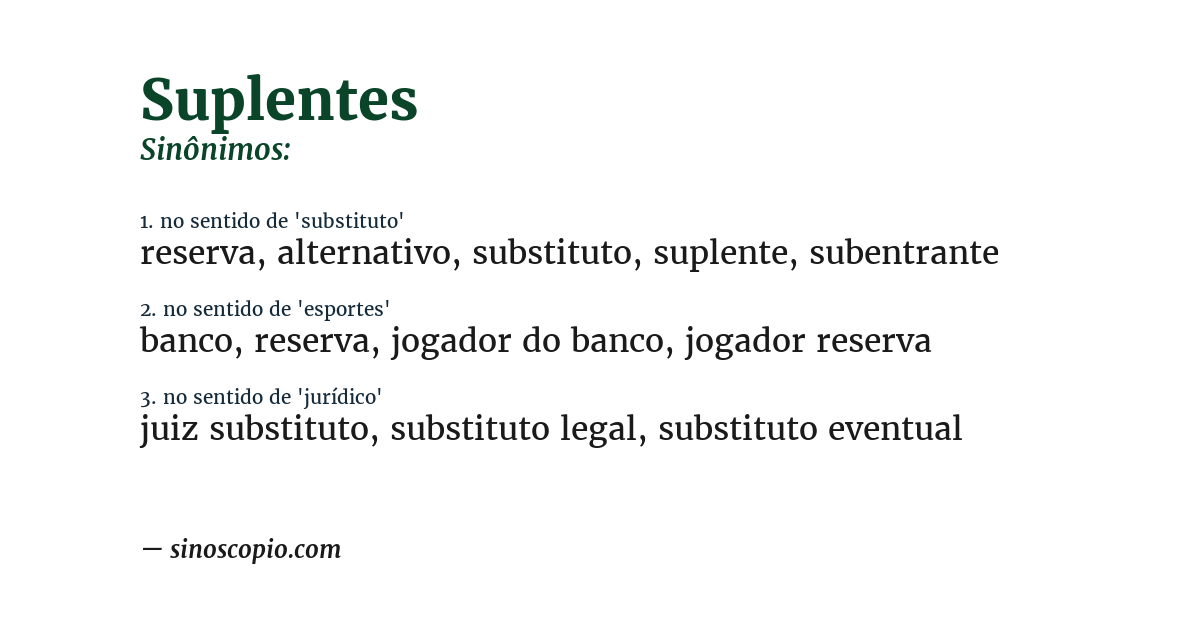 Sinônimo de suplentes