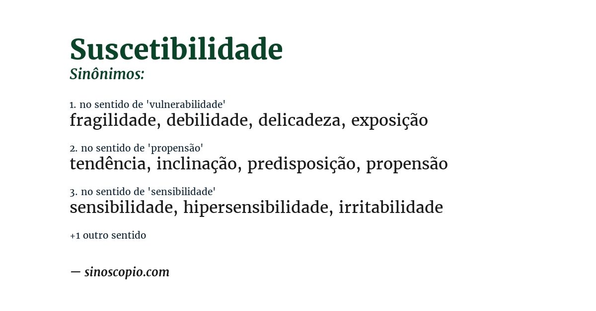 Sinônimo de suscetibilidade