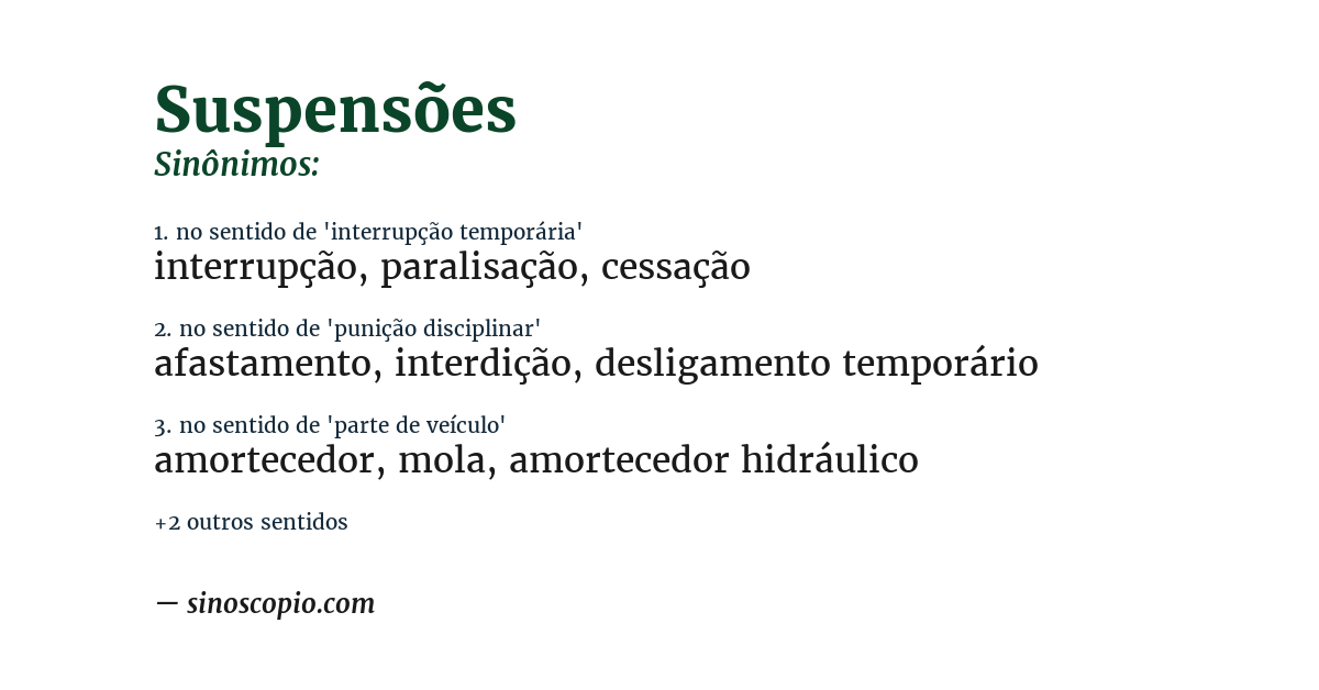Sinônimo de suspensões