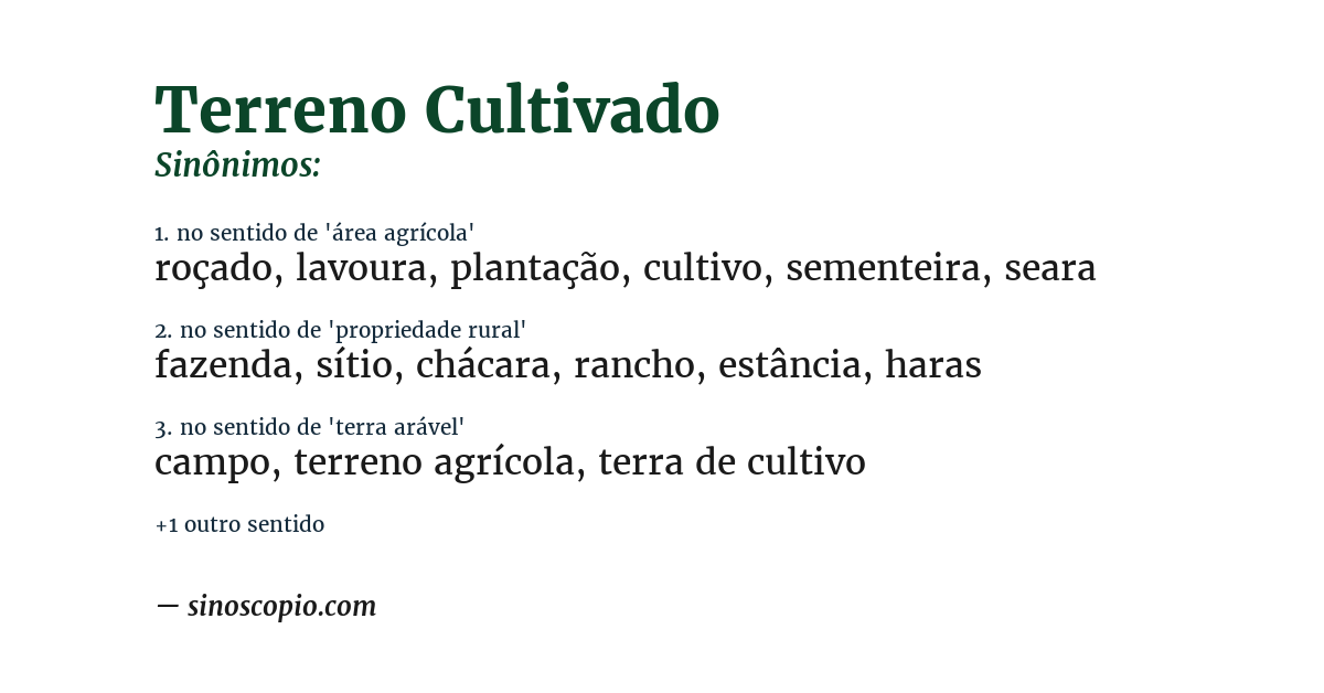 Sinônimo de terreno cultivado