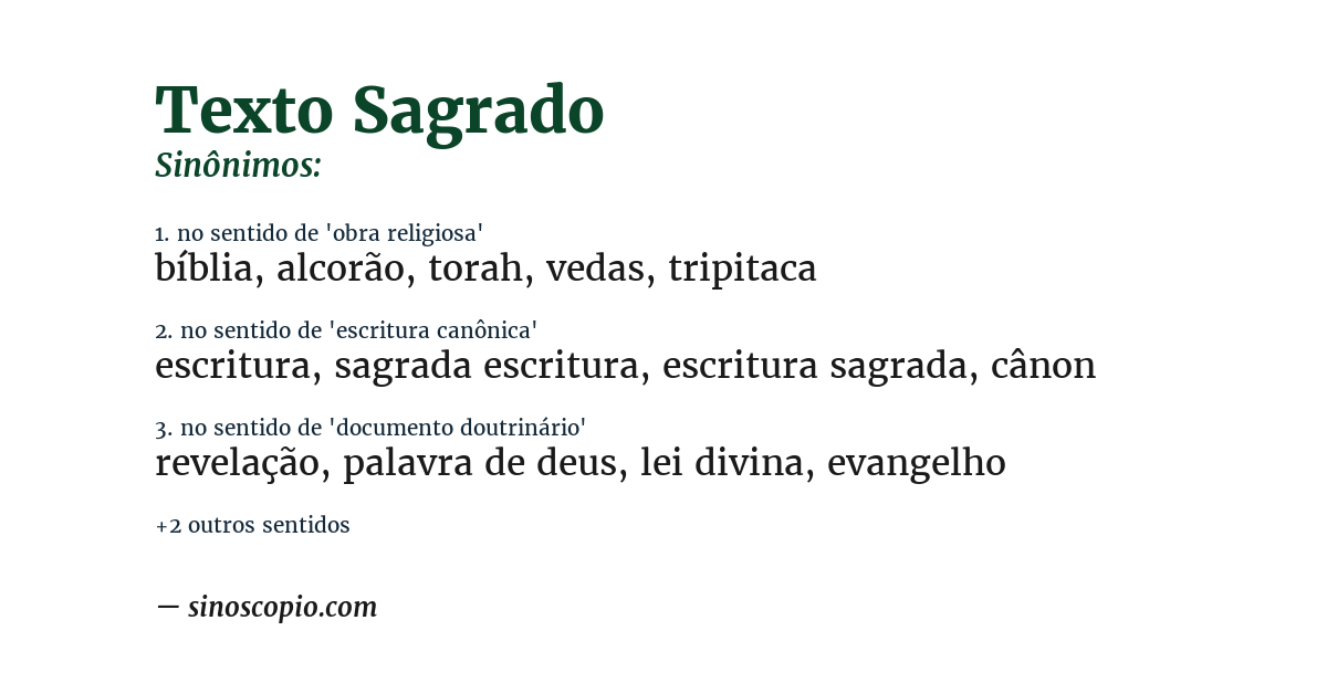 Sinônimo de texto sagrado