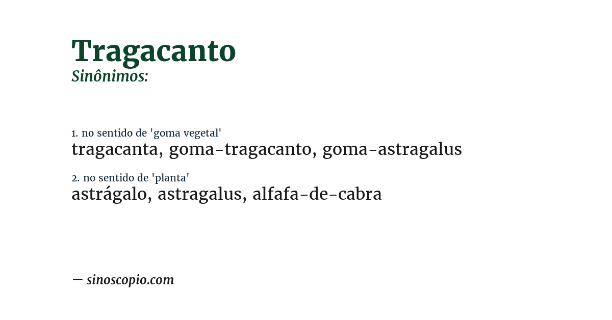 Sinônimo de tragacanto