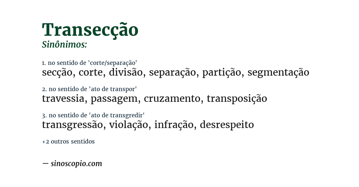 Sinônimo de transecção