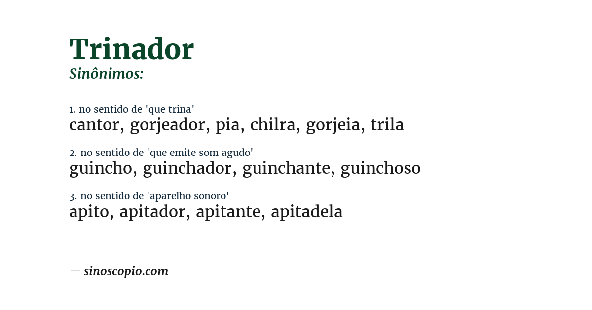 Sinônimo de trinador