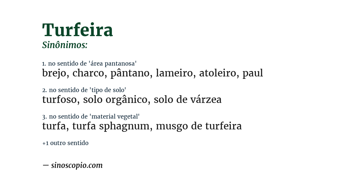 Sinônimo de turfeira