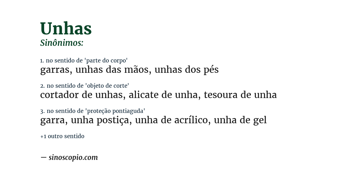Sinônimo de unhas
