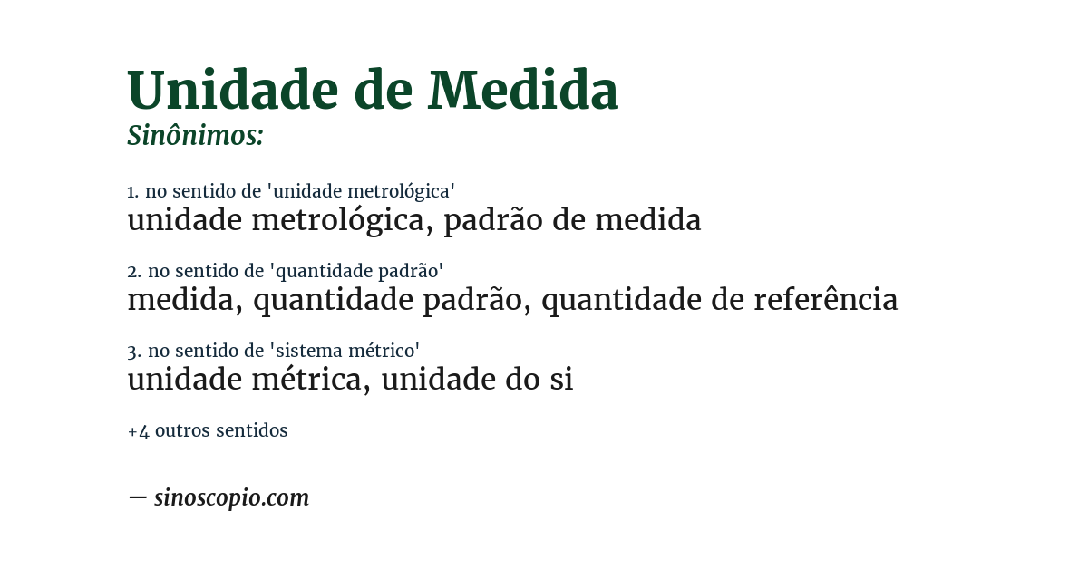 Sinônimo de unidade de medida