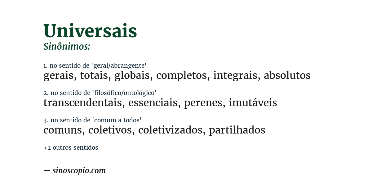 Sinônimo de universais