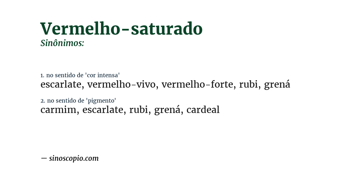 Sinônimo de vermelho-saturado