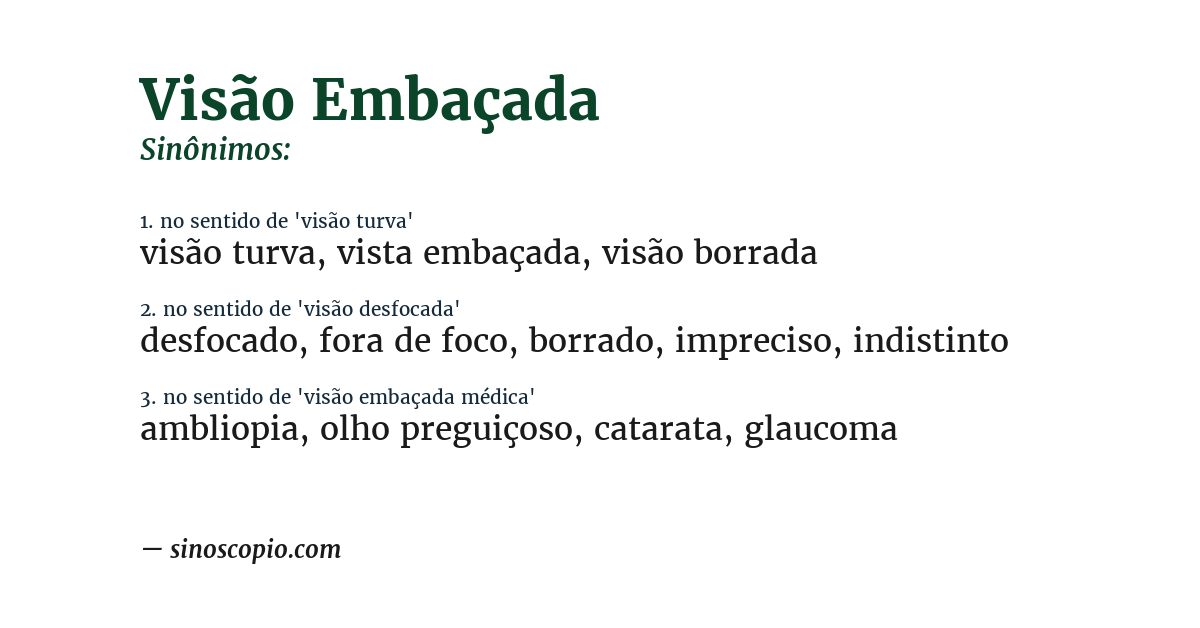 Sinônimo de visão embaçada