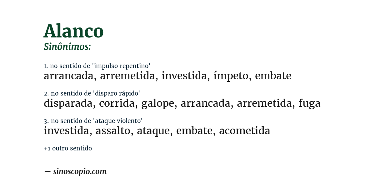 Sinônimo de alanco